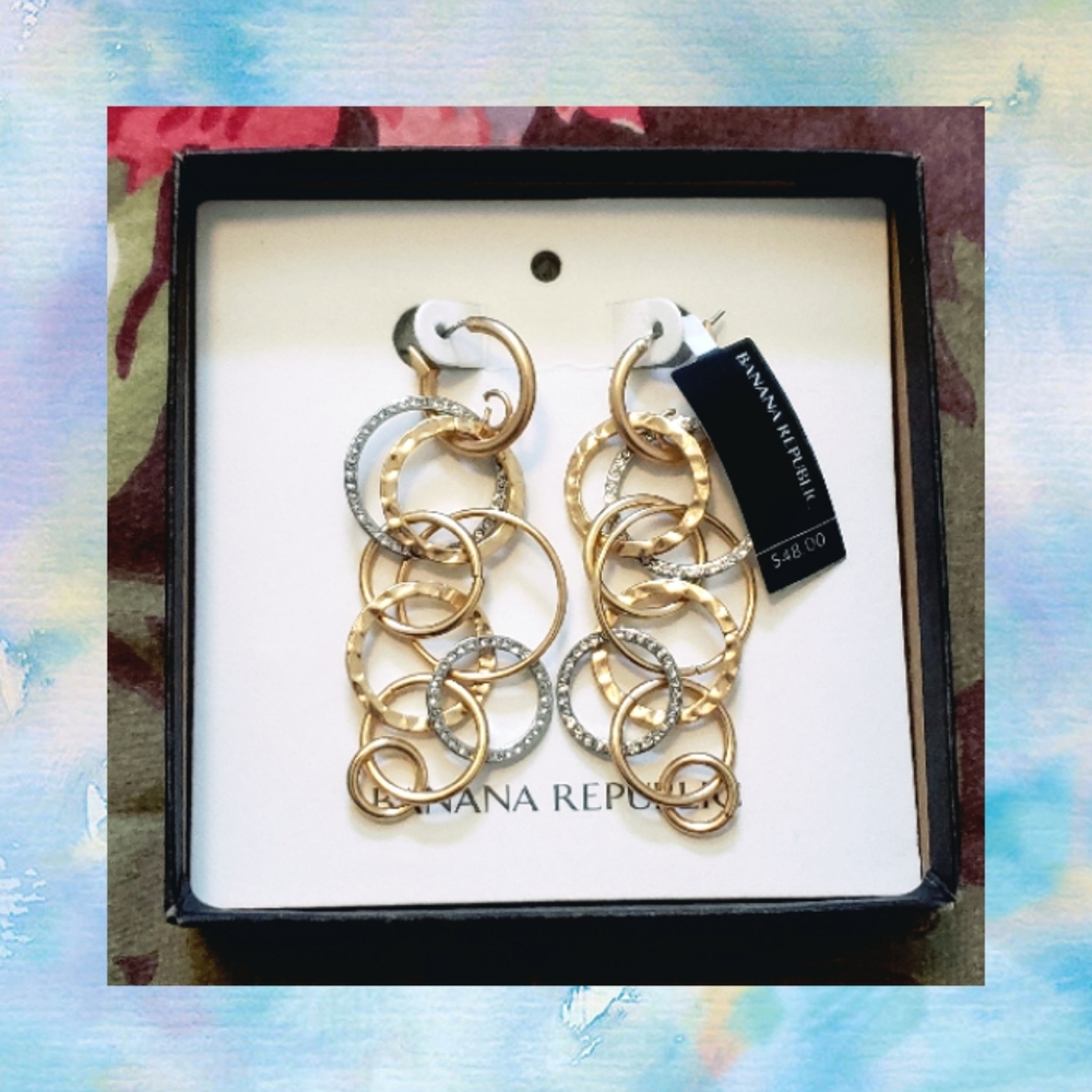 Banana Republic Mixed Link Linear Drop Earrings